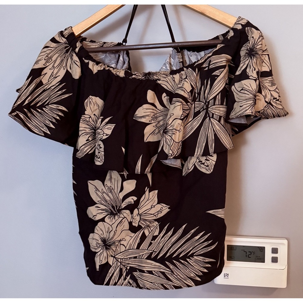 Polo Ralph Lauren Top Floral Lux Lyocel‎ Linen Off-Shoulder Women's Large New
